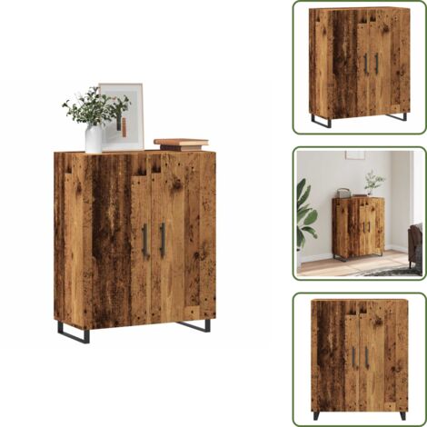 Credenza con maniglie - vidaXL Credenza Legno Antico 69,5x34x90 cm in Legno Multistrato - Credenza con piedini in metallo