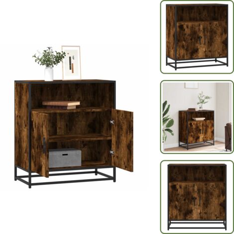 Credenza con maniglie - vidaXL Credenza Rovere Fumo 68x35x76 cm in Legno Multistrato - Credenza per ingresso