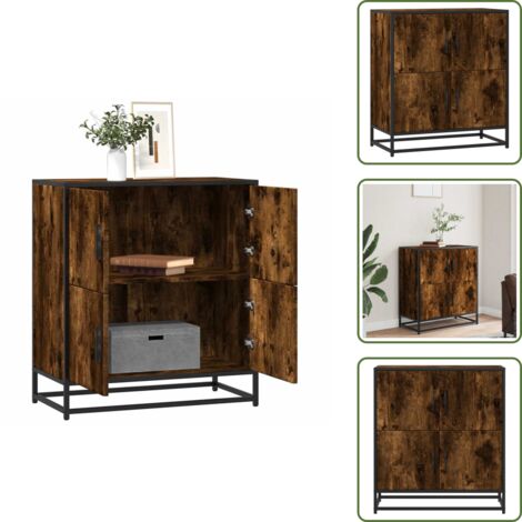 Credenza con maniglie - vidaXL Credenza Rovere Fumo 68x35x76 cm in Legno Multistrato - Credenza per ingresso