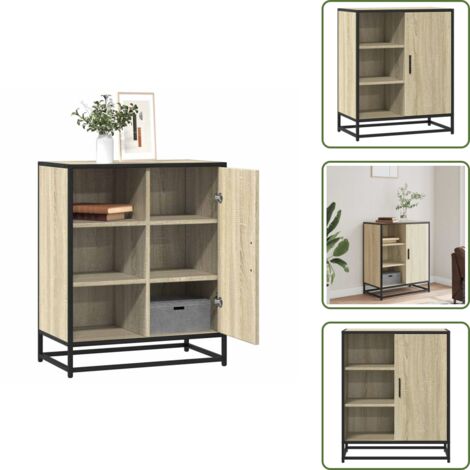 Credenza con maniglie - vidaXL Credenza Rovere Sonoma 62x35x76 cm in Legno Multistrato - Credenza per ingresso