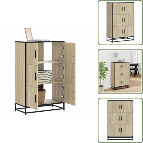 Credenza con maniglie - vidaXL Credenza Rovere Sonoma 68x35x106,5 cm Legno Multistrato Metallo - Credenza per casa