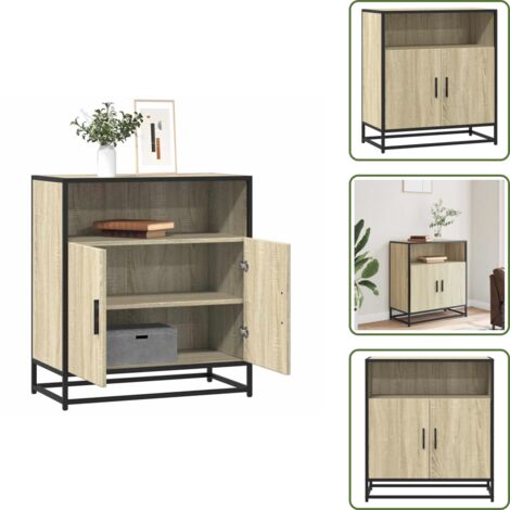 Credenza con maniglie - vidaXL Credenza Rovere Sonoma 68x35x76 cm in Legno Multistrato - Credenza per ingresso