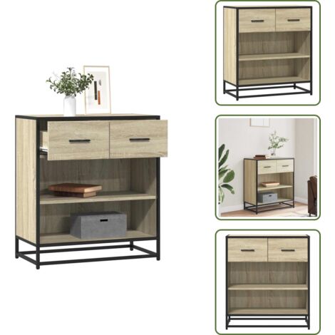 Credenza con maniglie - vidaXL Credenza Rovere Sonoma 68x35x76 cm in Legno Multistrato - Credenza per ingresso