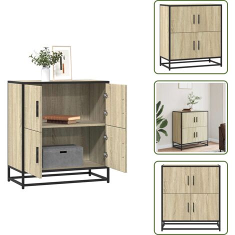 Credenza con maniglie - vidaXL Credenza Rovere Sonoma 68x35x76 cm in Legno Multistrato - Credenza per ingresso