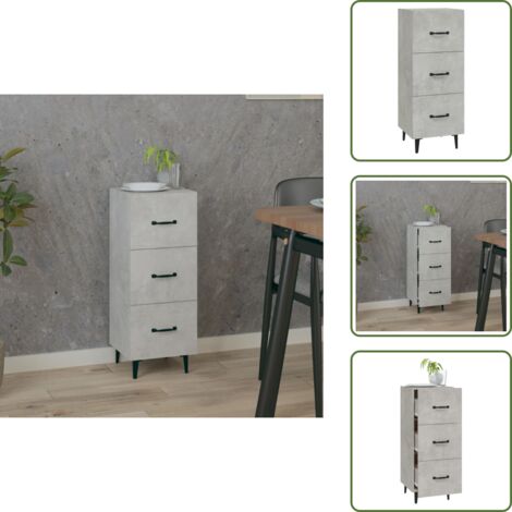 Credenza con piano decorativo - vidaXL Credenza Grigio Cemento 34,5x34x90 cm in Legno Multistrato -