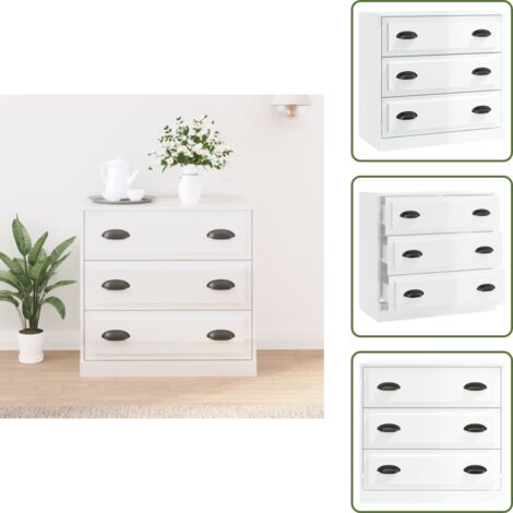 Credenza con piano espositivo - vidaXL Credenza Bianco Lucido 70x35,5x67,5 cm in Legno Multistrato - Credenza per oggetti decorativi