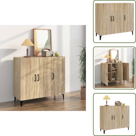 Credenza con piano espositivo - vidaXL Credenza Rovere Sonoma 90x34x80 cm in Legno Multistrato - Credenza industriale