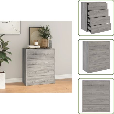 Credenza con piano superiore - vidaXL Credenza con 4 Cassetti 60x30,5x71 cm Grigio sonoma -