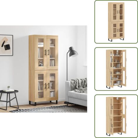 Credenza con piano superiore - vidaXL Credenza Rovere Sonoma 69,5x34x180 cm in Legno Multistrato - Credenza con spazio portaoggetti
