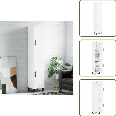 Credenza con piedini in metallo - vidaXL Credenza Bianca 34,5x34x180 cm in Legno Multistrato - Credenza per interni