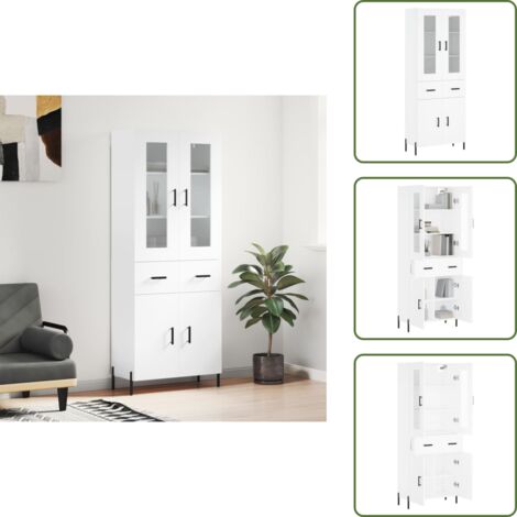 Credenza con piedini in metallo - vidaXL Credenza Bianca 69,5x34x180 cm in Legno Multistrato - Credenza per casa