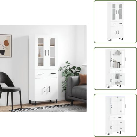 Credenza con piedini in metallo - vidaXL Credenza Bianca 69,5x34x180 cm in Legno Multistrato - Credenza per casa