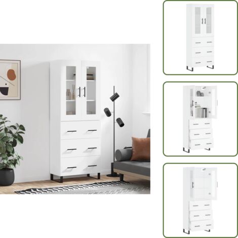 Credenza con piedini in metallo - vidaXL Credenza Bianca 69,5x34x180 cm in Legno Multistrato - Credenza per casa