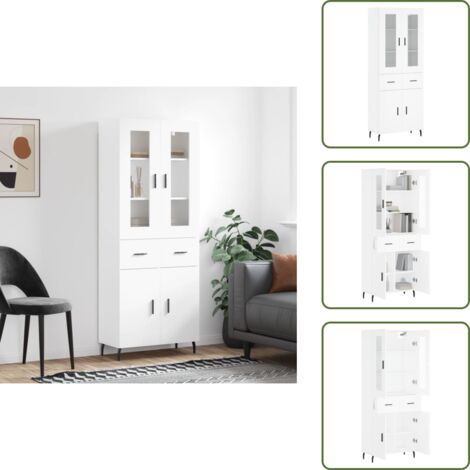 Credenza con piedini in metallo - vidaXL Credenza Bianca 69,5x34x180 cm in Legno Multistrato - Credenza per casa
