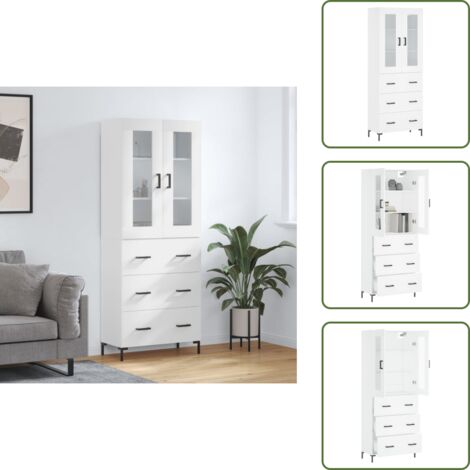 Credenza con piedini in metallo - vidaXL Credenza Bianca 69,5x34x180 cm in Legno Multistrato - Credenza per casa