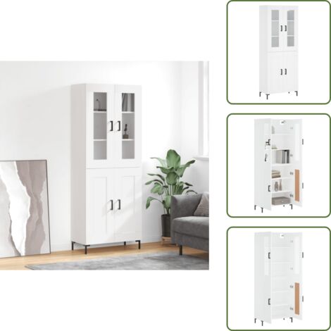 Credenza con piedini in metallo - vidaXL Credenza Bianca 69,5x34x180 cm in Legno Multistrato - Credenza per casa
