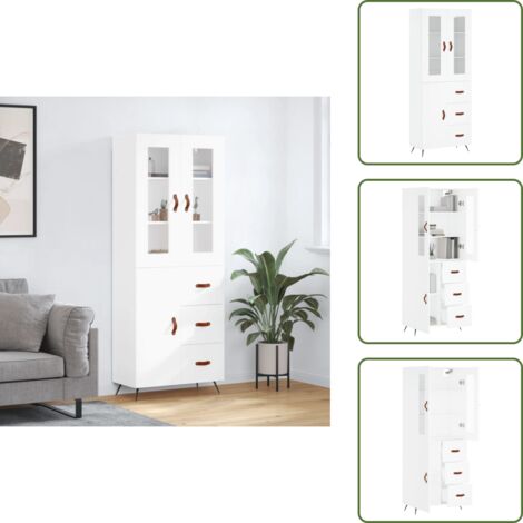 Credenza con piedini in metallo - vidaXL Credenza Bianca 69,5x34x180 cm in Legno Multistrato - Credenza per casa