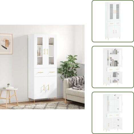 Credenza con piedini in metallo - vidaXL Credenza Bianca 69,5x34x180 cm in Legno Multistrato - Credenza per casa