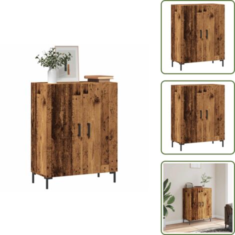 Credenza con piedini in metallo - vidaXL Credenza Legno Antico 69,5x34x90 cm in Legno Multistrato - Credenza per oggetti