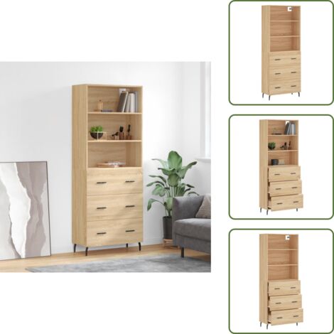 Credenza con piedini in metallo - vidaXL Credenza Rovere Sonoma 69,5x34x180 cm in Legno Multistrato -