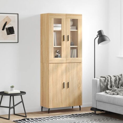 Credenza con piedini in metallo - vidaXL Credenza Rovere Sonoma 69,5x34x180 cm in Legno Multistrato - Credenza con piano superiore