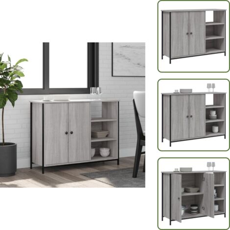 Credenza con piedini regolabili - vidaXL Credenza Grigio Sonoma 100x33x75 cm in Legno Multistrato - Credenza con spazio portaoggetti