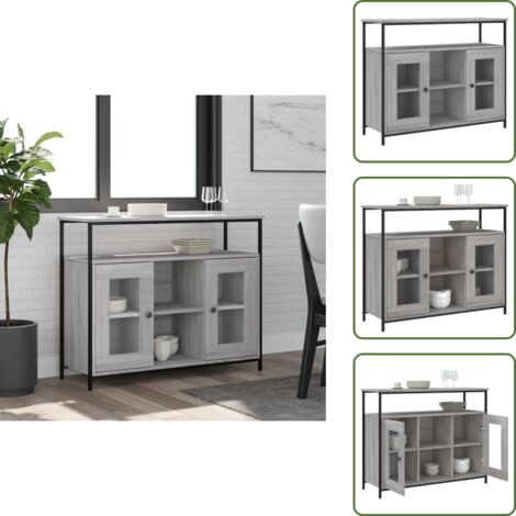 Credenza con piedini regolabili - vidaXL Credenza Grigio Sonoma 100x35x80 cm in Legno Multistrato - Credenza con spazio portaoggetti