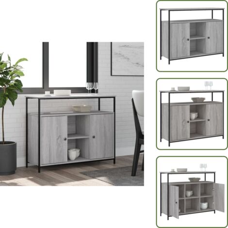 Credenza con piedini regolabili - vidaXL Credenza Grigio Sonoma 100x35x80 cm in Legno Multistrato - Credenza per casa
