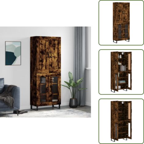 Credenza con piedini - vidaXL Credenza Rovere Fumo  69,5x34x180 cm in Legno Multistrato - Credenza per interni