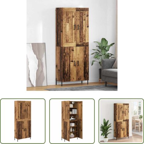 Credenza con ripiani -  Credenza 2 pcs Legno vecchio Legno multistrato