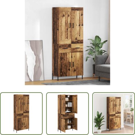 Credenza con ripiani -  Credenza 2 pcs Legno vecchio Legno multistrato