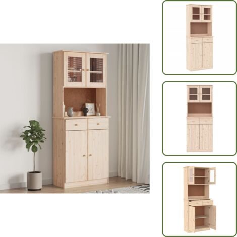 Credenza con ripiani - vidaXL Credenza ALTA 77x35x188 cm in Legno Massello di Pino - Credenza con cassetti