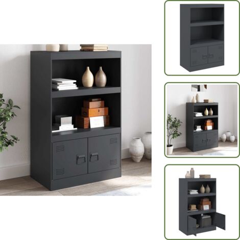 Credenza con ripiani - vidaXL Credenza Antracite 67x39x107 cm in Acciaio - Credenza con scomparti