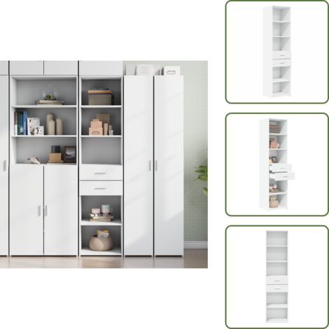 Credenza con ripiani - vidaXL Credenza Bianca 45x42,5x185 cm in Legno Multistrato - Credenza da cucina