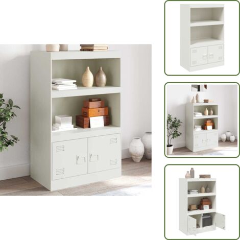 Credenza con ripiani - vidaXL Credenza Bianca 67x39x107 cm in Acciaio - Credenza con scomparti