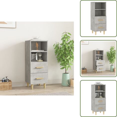 Credenza con ripiani - vidaXL Credenza Grigio Cemento 34,5x34x90 cm in Legno Multistrato - Credenza per stanza
