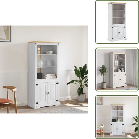 Credenza con ripiani - vidaXL Credenza in Legno di Pino Messicano Corona Bianco 80x40x170 cm - Credenza con vetrina
