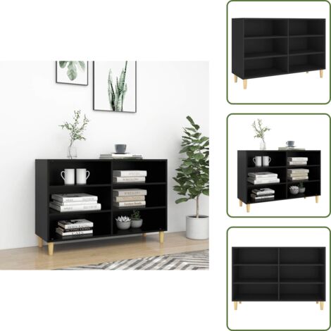 Credenza con ripiani - vidaXL Credenza Nera 103,5x35x70 cm in Legno Multistrato - Credenza con piano decorativo