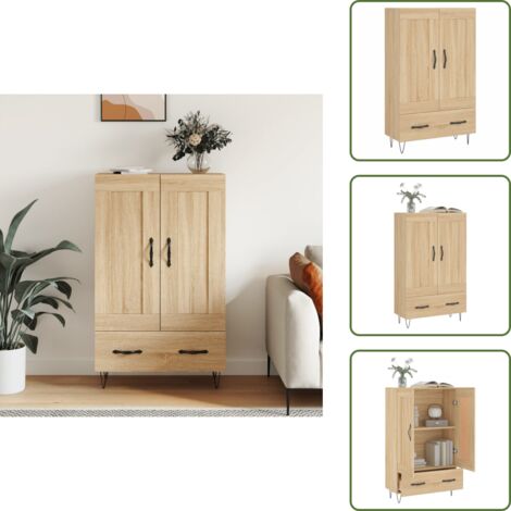 Credenza con ripiani - vidaXL Credenza Rovere Sonoma 69,5x31x115 cm in Legno Multistrato - Credenza in Rovere Sonoma
