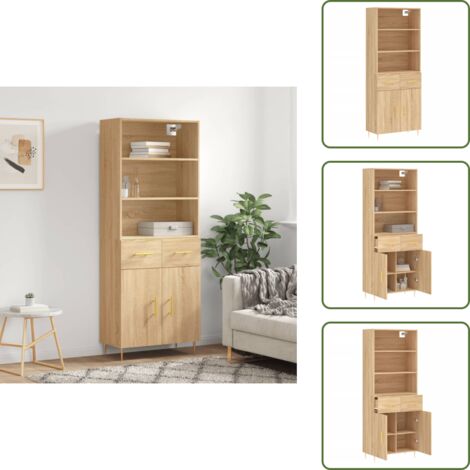Credenza con ripiani - vidaXL Credenza Rovere Sonoma 69,5x34x180 cm in Legno Multistrato -