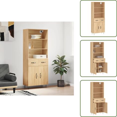 Credenza con ripiani - vidaXL Credenza Rovere Sonoma 69,5x34x180 cm in Legno Multistrato -