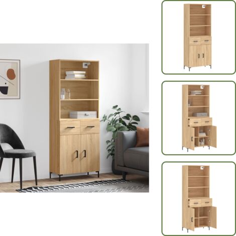 Credenza con ripiani - vidaXL Credenza Rovere Sonoma 69,5x34x180 cm in Legno Multistrato -