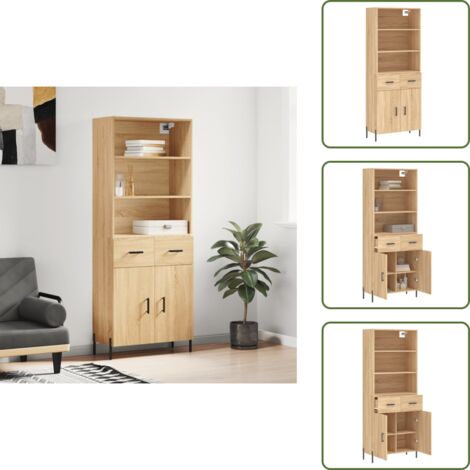 Credenza con ripiani - vidaXL Credenza Rovere Sonoma 69,5x34x180 cm in Legno Multistrato -