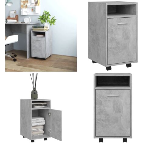 Credenza con Ruote Grigio Cemento 33x38x60 cm Legno Multistrato - Credenza in legno - Credenza grigia