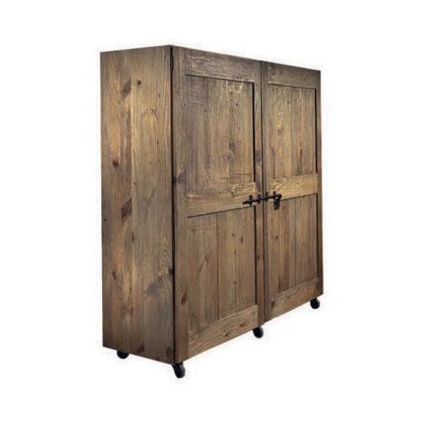 Credenza con Ruote in Pino Vecchio 4 Cassetti 6 Ripiani Guarnieri Ginestra