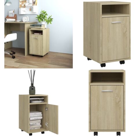 Credenza con Ruote Rovere Sonoma 33x38x60 cm Legno Multistrato - Credenza in legno - Credenza rovere sonoma