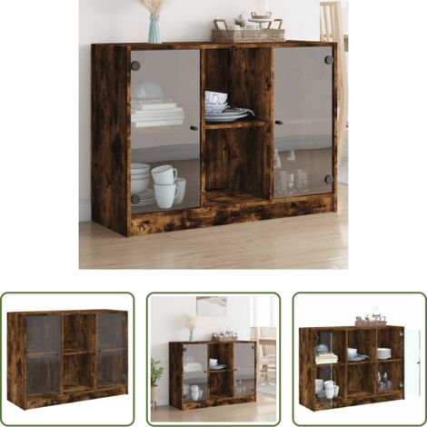 Credenza con scomparti -  Credenza Rovere Fumo 102x37x75,5 cm in Legno Multistrato
