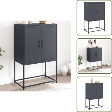 Credenza con scomparti - vidaXL Credenza Antracite 68,5x38,5x107 cm in Acciaio - Credenza con ante