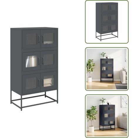 Credenza con scomparti - vidaXL Credenza Antracite 68x39x123 cm Acciaio - Credenza per casa