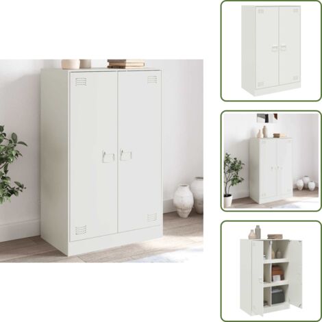 Credenza con scomparti - vidaXL Credenza Bianca 67x39x107 cm in Acciaio - Credenza per casa